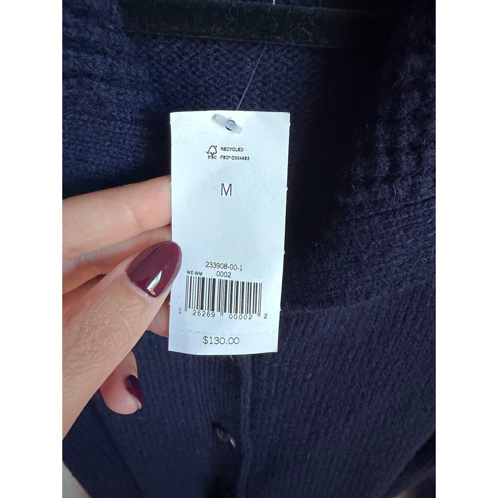 Banana Republic Wool Blend Long Sleeve Belted Cardigan Sweater Navy Womens M NWT - Picture 6 of 7